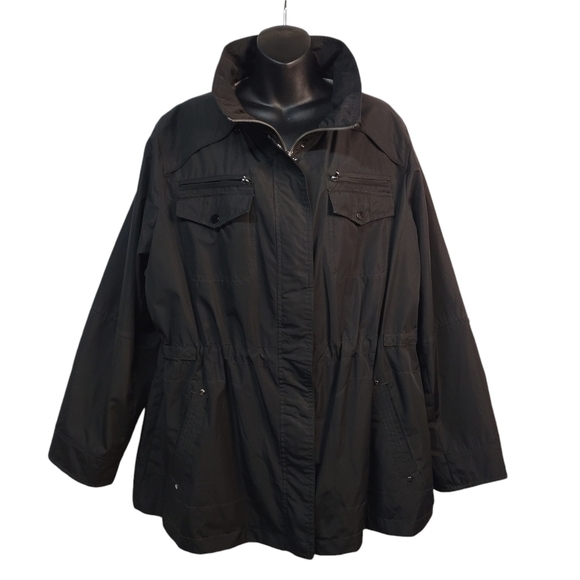 INTL Details Parka Jacket Women's Black Jacket Size 2X - Picture 1 of 9